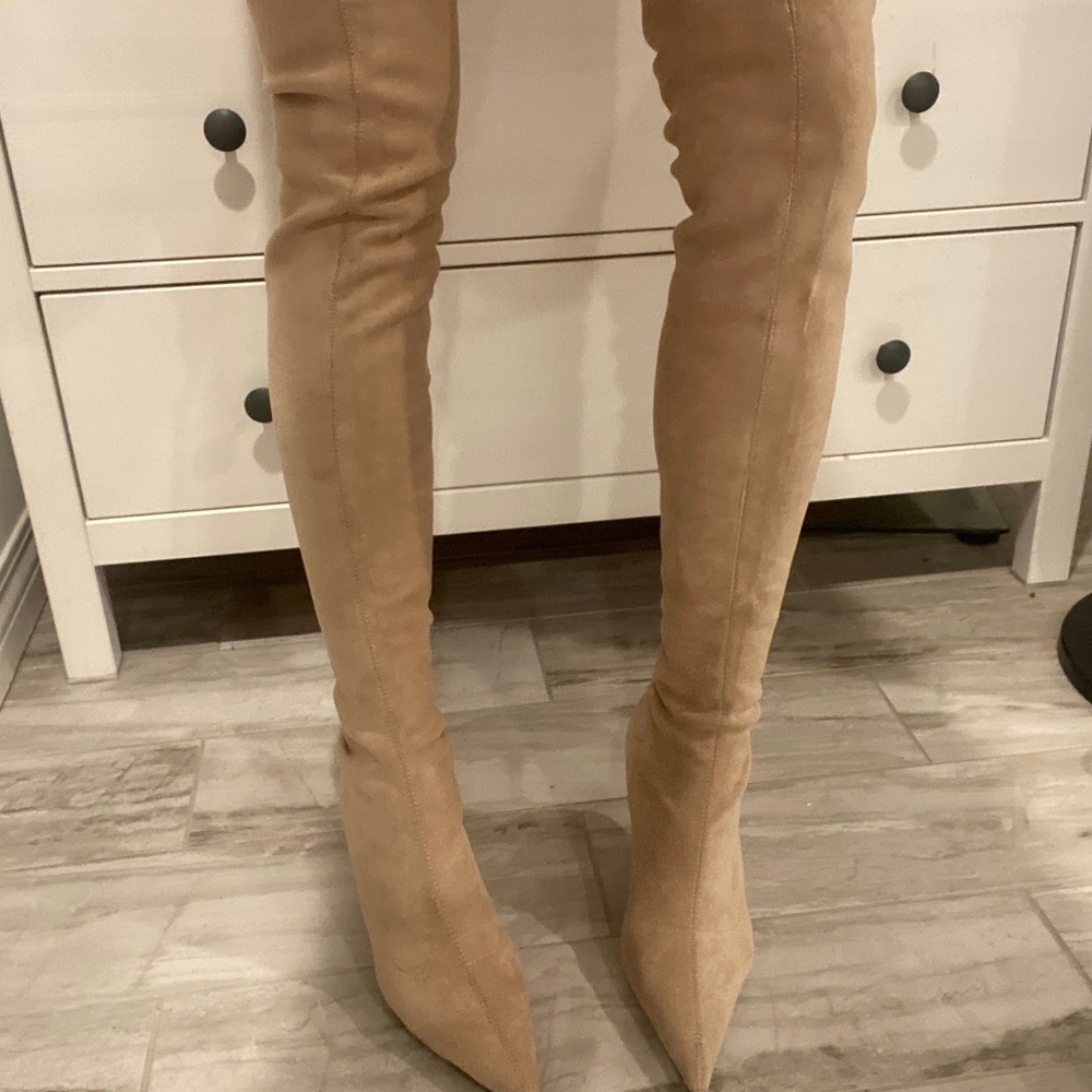 Thigh high suede boots